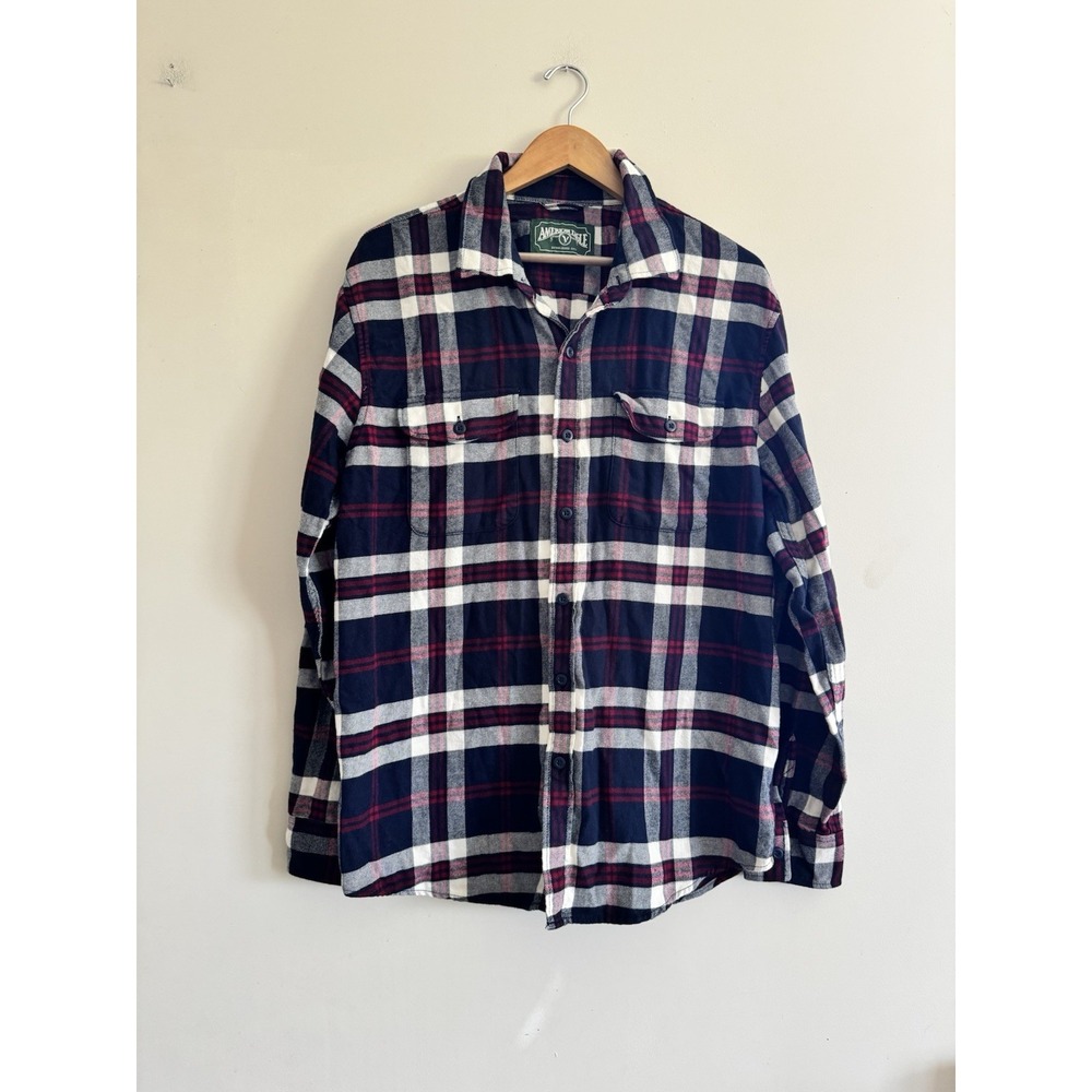 American Eagle Men's Flannel Large Cotton Button Up Shirt Thick Warm